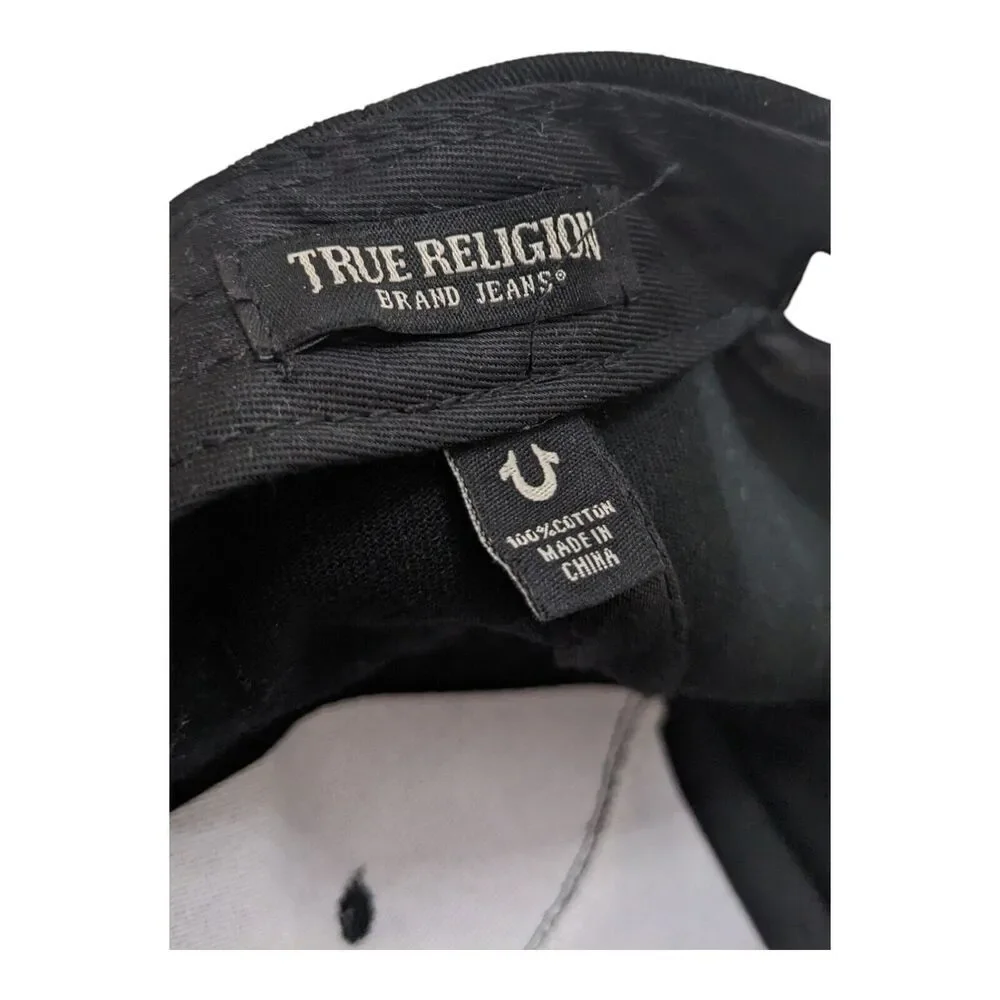 True Religion Hat‎ Snapback Baseball Poker Cap Black Red Buddha Smiley Face Logo